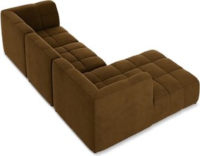 Mustársárga bársony sarokkanapé (bal oldali-heverő résszel) Aloha – Makamii