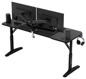 Gamer asztal, elektromos íróasztal Hero fekete carbon 160 × 60 cm