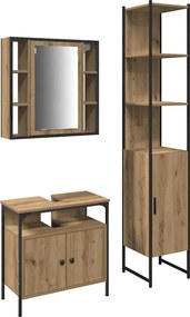 vidaXL Fürdőszoba bútor szett polcokkal 3 pcs Artisan tölgy Faanyag