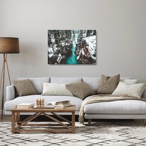 Kép - hegyi folyó télen (üvegen) (70x50 cm)
