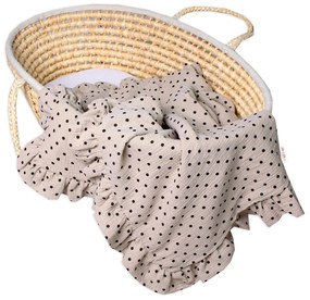 Luxus kétrétegű muszlin takaró fodrokkal, Pöttyök, Baby Nellys, 120x120 cm, kapucsínó