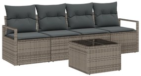 Kerti Kanapé Szett 5 pcs Szürke 55 x 55 x 37 cm polirattan