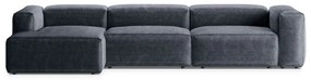 Szürkéskék kordbársony sarokkanapé (bal oldali-heverő résszel) Bergano – Cosmopolitan Design