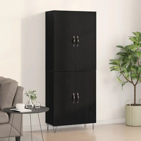 Magas szekrény Fekete tölgy 69,5x34x180 cm Műmárvány