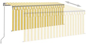 sárga-fehér kihúzható LED-es napellenző redőnnyel 3,5 x 2,5 m