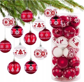 KarĂĄcsonyfadĂsz Szett Piros-fehĂ©r KarĂĄcsonyfadĂsz 5CM 24DB