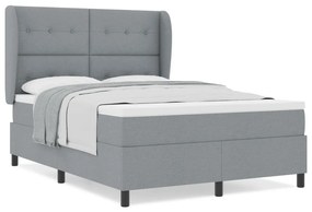 Boxspring Ágy Mattal - Világosszürke, 140x200 cm, Szövet
