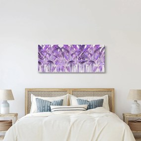Kép - Lila levelek vakolatban (120x50 cm)