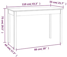 tömör fenyőfa ebédlőasztal 110 x 55 x 75 cm