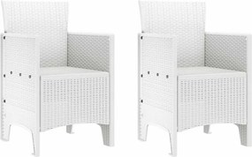 vidaXL Kerti Szék párnával 2 pcs Fehér 53 x 49 x 85 cm Polipropilén