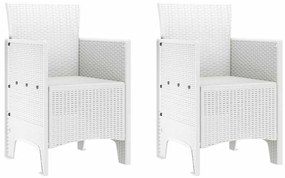 vidaXL Kerti Szék párnával 2 pcs Fehér 53 x 49 x 85 cm Polipropilén