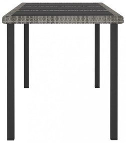 szürke polyrattan kerti étkezőasztal 180 x 70 x 73 cm