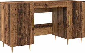 vidaXL Asztal polcokkal tárolóval Régi fa 140 x 50 x 75 cm Faanyag