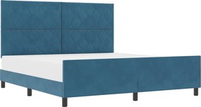 vidaXL Boxrugós ágy fejtámlával Sötét kék 180 x 200 cm Bársony