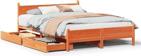 vidaXL viaszbarna tömör fenyőfa ágy matrac nélkül 160 x 200 cm