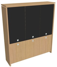 Verno magas szekrény 188 x 46 x 210 cm, kombinált ajtó, világos tölgy / fekete