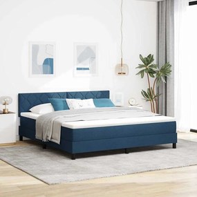 Boxrugós ágy matracmal fejtámlával Kék 180 x 200 cm szövet