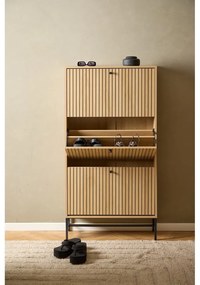 Natúr színű billenő ajtós cipőtartó tölgyfa dekorral 72x140x25 cm Albany – Actona