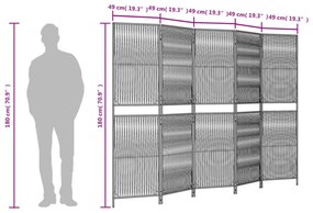 fekete 5-paneles polyrattan térelválasztó