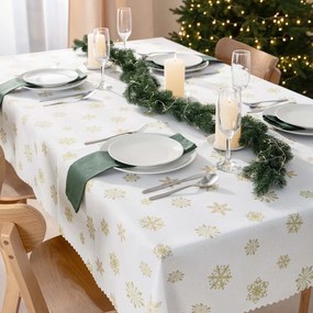 Goldea karácsonyi teflonbevonatú asztalterítő - arany hópelyhek 80 x 80 cm