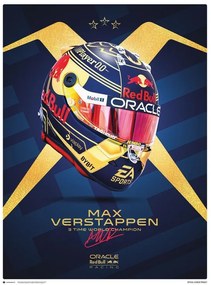 Művészeti nyomat Max Verstappen - Helmet World Champion 2023, (60 x 80 cm)