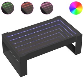 Fekete végtelen hatású LED-es dohányzóasztal 90 x 53 x 30 cm