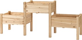 Outsunny Háromszintes Magaságyás 3 Kétszintes Tartállyal 184L x 45W x 80H cm Előkezelt Fenyőfából A Locsoláshoz | Aosom