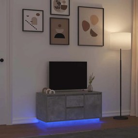 betonszürke TV-szekrény LED lámpákkal 100x41x50 cm