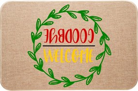 Lábtörlő lenvászon ajtó alá Welcome Goodbye nyomtatással Helló Viszlát
