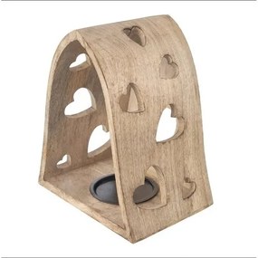 Orion Mangófából készült gyertyatartó Heart bell,20 x 14 x 23,2 cm