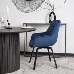 Forgó szék sötétkék színben, bársony kárpittal. LUNA