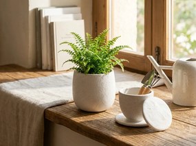 Kétrészes kerámia készlet csészéből és tartályból NEST 10 cm, fehér