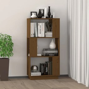 mézbarna tömör fenyőfa könyvszekrény/térelválasztó 51x25x101 cm