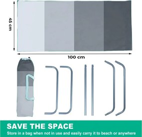 Összecsukható tengerparti napozóágy SAND, szürke csíkos