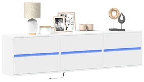 fehér falra szerelhető TV-szekrény LED-del 180 x 31 x 45 cm