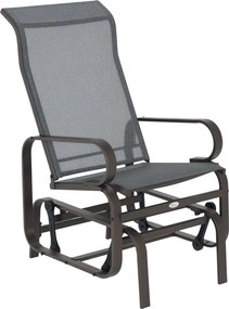 Outsunny Hinta Szék Kert Hinta Szék Pihenőszék Kerti Fém Hinta Szék Teraszra Erkélyre Textiline Szürke 60 x 73 x 104 cm | Aosom