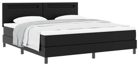 Boxspringágy fekete színben, szuper king méretben, műbőr matraccal
