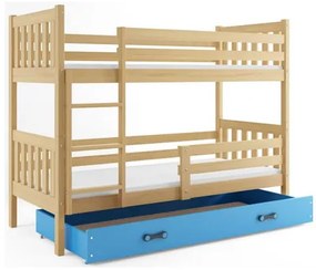 Gyermek emeletes ágy CARINO tárolóhellyel 80x190 cm - fenyő Kék