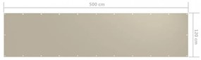 bézs oxford-szövet erkélyparaván 120 x 500 cm