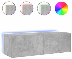 betonszürke fali TV-szekrény LED-világítással 100 x 35 x 31 cm
