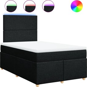 vidaXL fekete szövet rugós ágy matraccal 120 x 190 cm