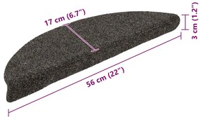 öntapadós lépcsőszőnyegek 30 db 56 x 17 x 3 cm antracit félkör alakú