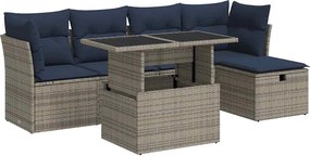 vidaXL 6 részes szürke polyrattan akácfa kerti ülőgarnitúra párnákkal
