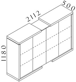 Lineart közepes szekrény 211,2 x 50 x 118 cm, bodza sötét / fehér