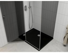 Mexen Roma, zuhanykabin csuklós ajtóval 100 (ajtó) x 80 (fal) cm, 6mm szürke üveg, króm profil + vékony zuhanytálca fekete + króm szifon, 854-100-080…