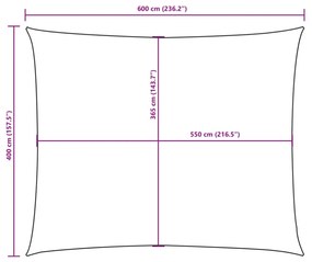 négyszögletes antracitszürke oxford szövet napvitorla 4 x 6 m