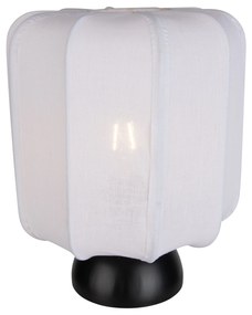 Japandi asztali lámpa fekete, fehér búrával - Nori