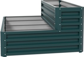 Outsunny Négyzetes Kerti Ültetőemelő Acél Kertágy Nyitott Alappal, 2 Szinten Fűszernövényekhez, Zöldségekhez, Gyümölcsökhez és Virágokhoz, 120 x 101 x