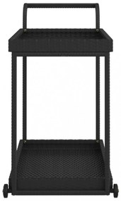 fekete polyrattan bárkocsi 100 x 45 x 83 cm
