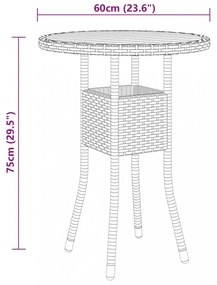 fekete akácfa és polyrattan kerti asztal Ø60 x 75 cm